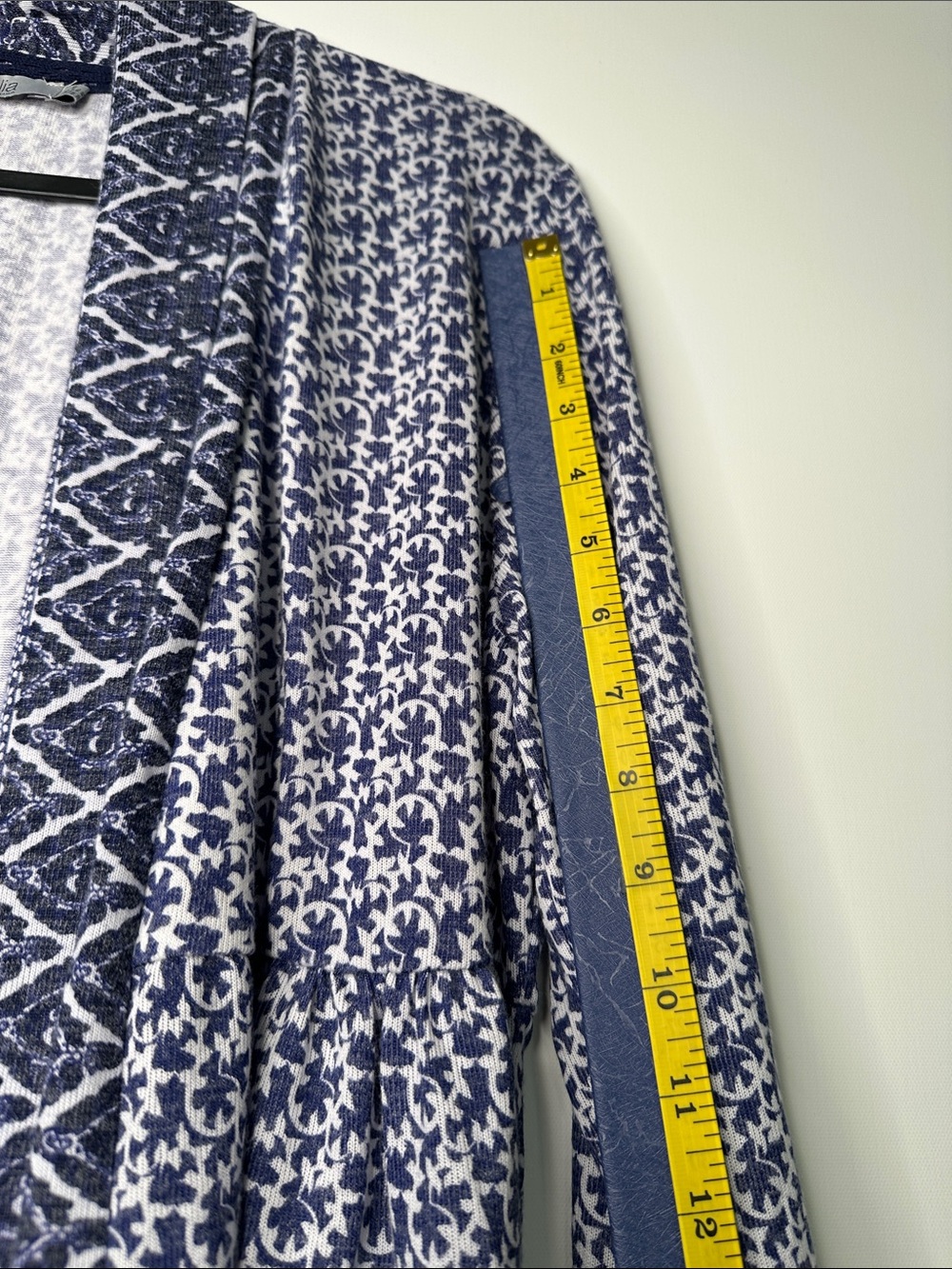 Dalia blue and white boho-patterned open front cardigan size XL - Picture 13 of 16